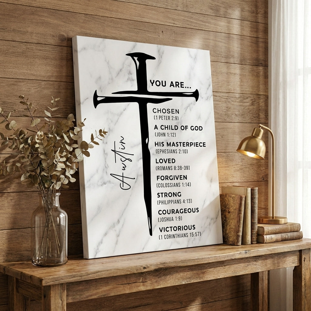 Personalized Christian Affirmations for Men – Custom Name Wall Art Gift for Son, Husband, Brother or Him