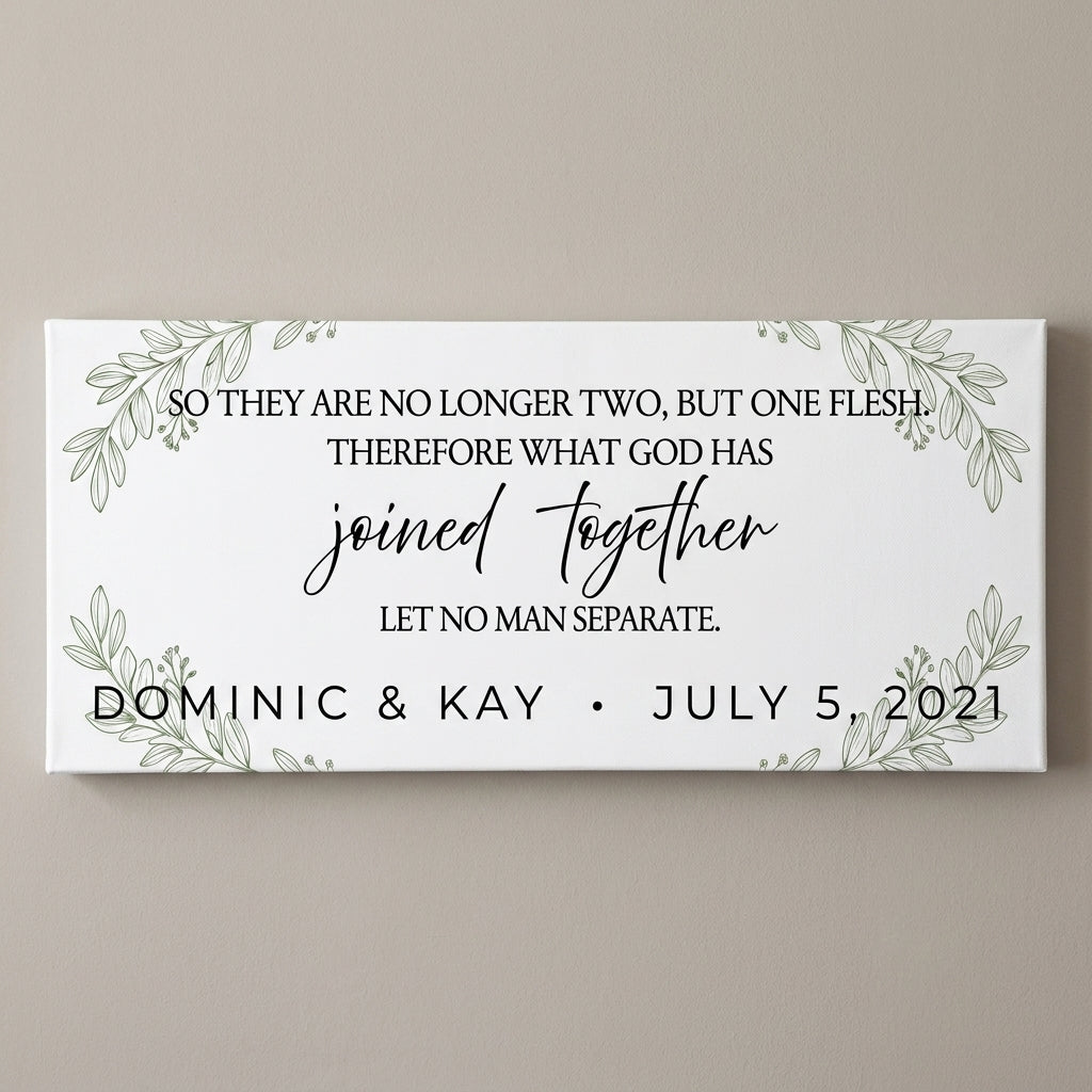 Personalized Matthew Wedding Sign – “What God Has Joined Together” Christian Wall Art