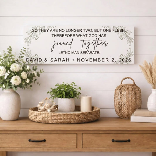 Personalized Matthew Wedding Sign – “What God Has Joined Together” Christian Wall Art