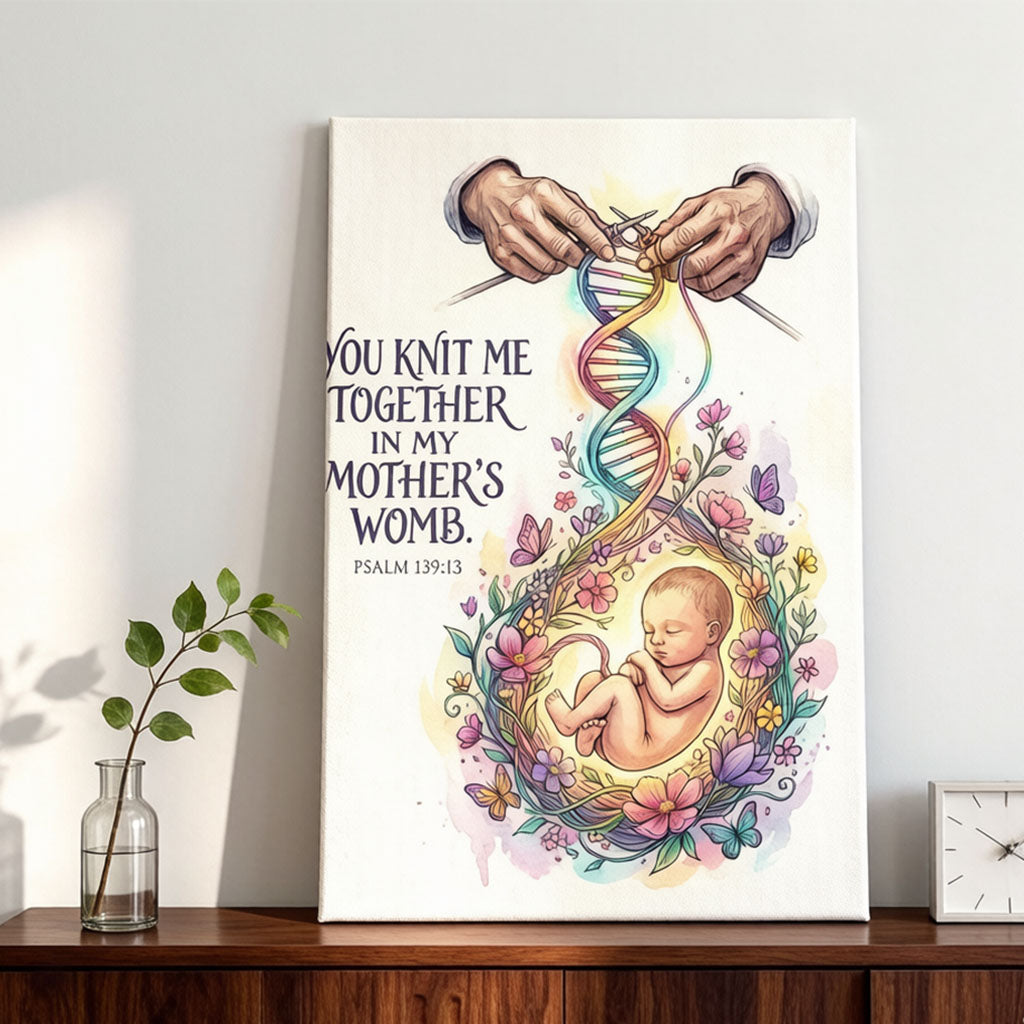 Psalm 139:13 You Knit Me Together KJV Scripture Canvas Wall Art - Baby Nursery Decor