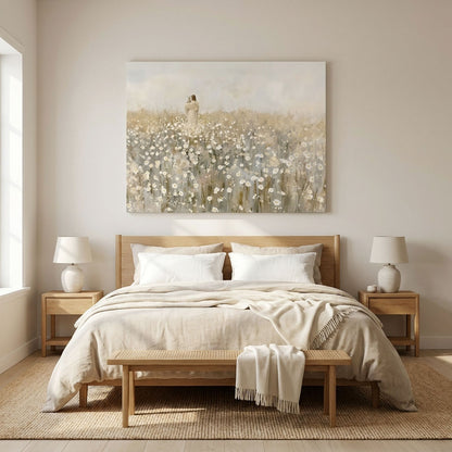 "He Carries Us" - Modern Jesus & Lamb Neutral Canvas Wall Art