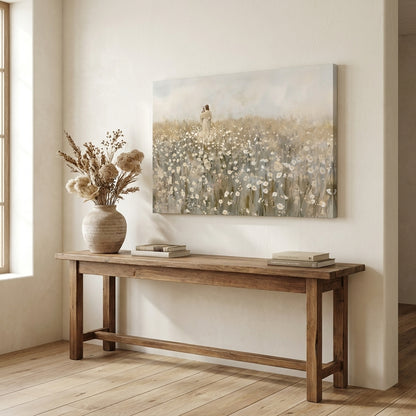 "He Carries Us" - Modern Jesus & Lamb Neutral Canvas Wall Art