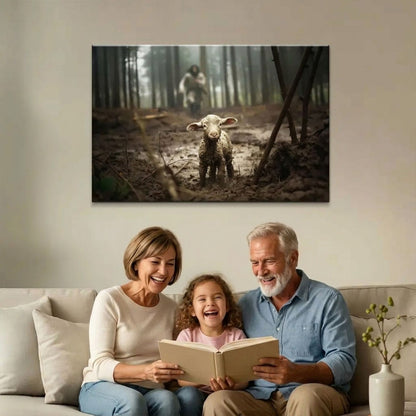 Jesus Running After the Lost Lamb – A Reminder of God’s Love | Canvas Wall Art