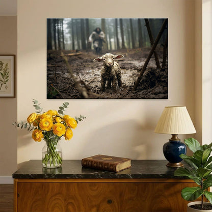 Jesus Running After the Lost Lamb – A Reminder of God’s Love | Canvas Wall Art