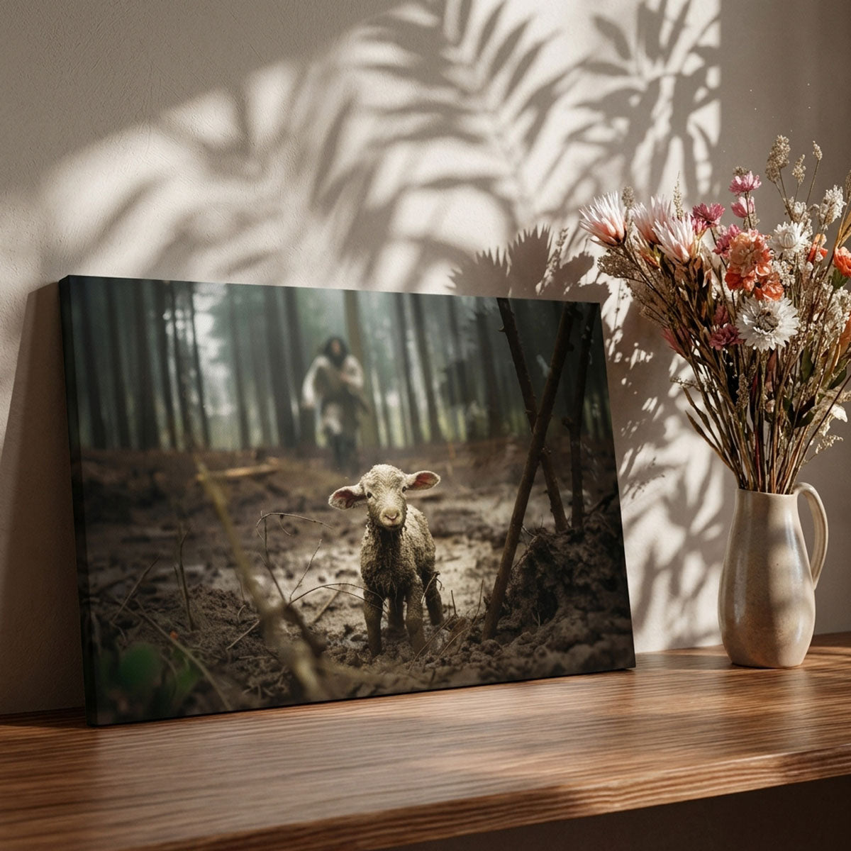 Jesus Running After the Lost Lamb – A Reminder of God’s Love | Canvas Wall Art