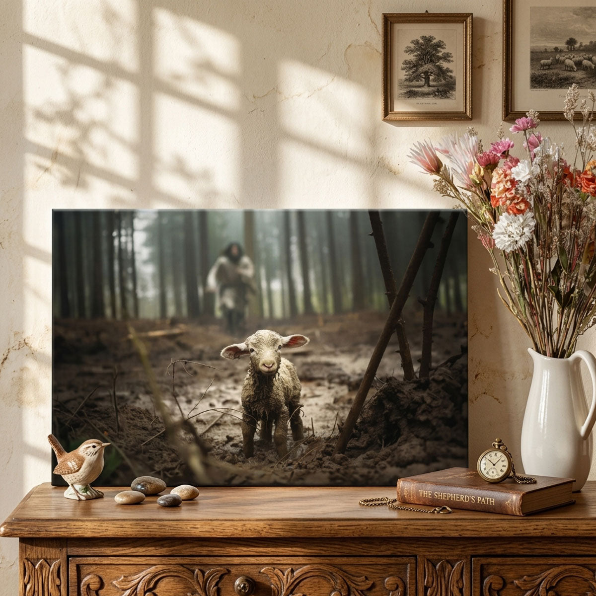 Jesus Running After the Lost Lamb – A Reminder of God’s Love | Canvas Wall Art