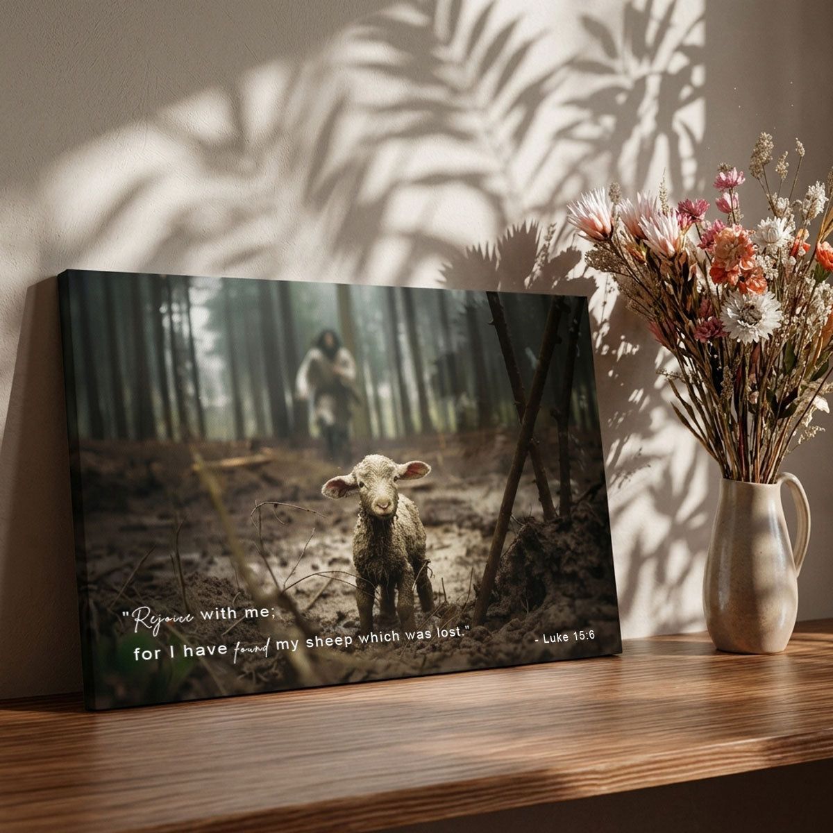 Jesus Running After the Lost Lamb – A Reminder of God’s Love | Canvas Wall Art