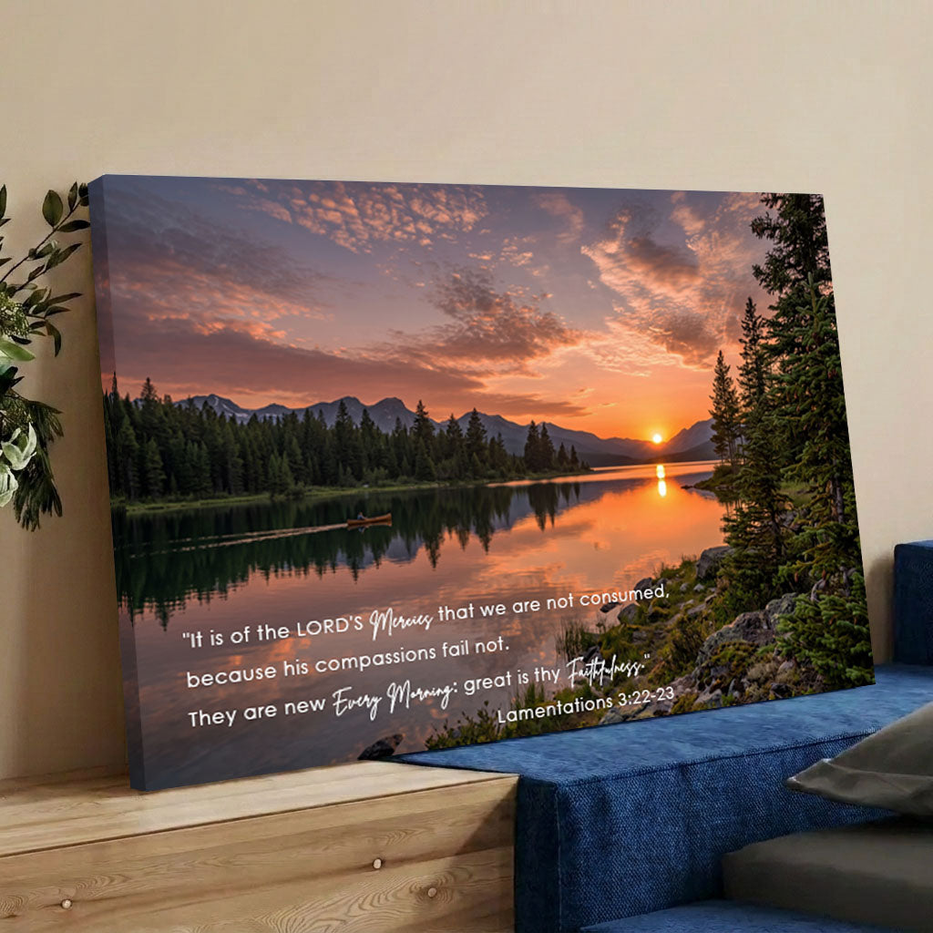 Lamentations 3:22-23 Great Is Thy Faithfulness KJV Canvas Wall Art