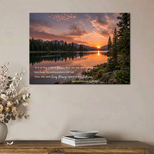 Lamentations 3:22-23 Great Is Thy Faithfulness KJV Canvas Wall Art