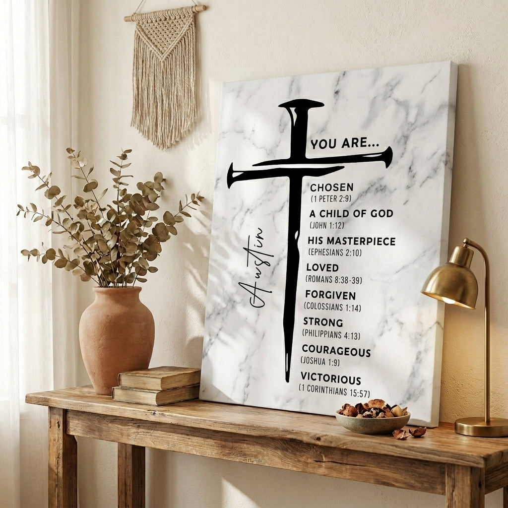 Personalized Christian Affirmations for Men – Custom Name Wall Art Gift for Son, Husband, Brother or Him