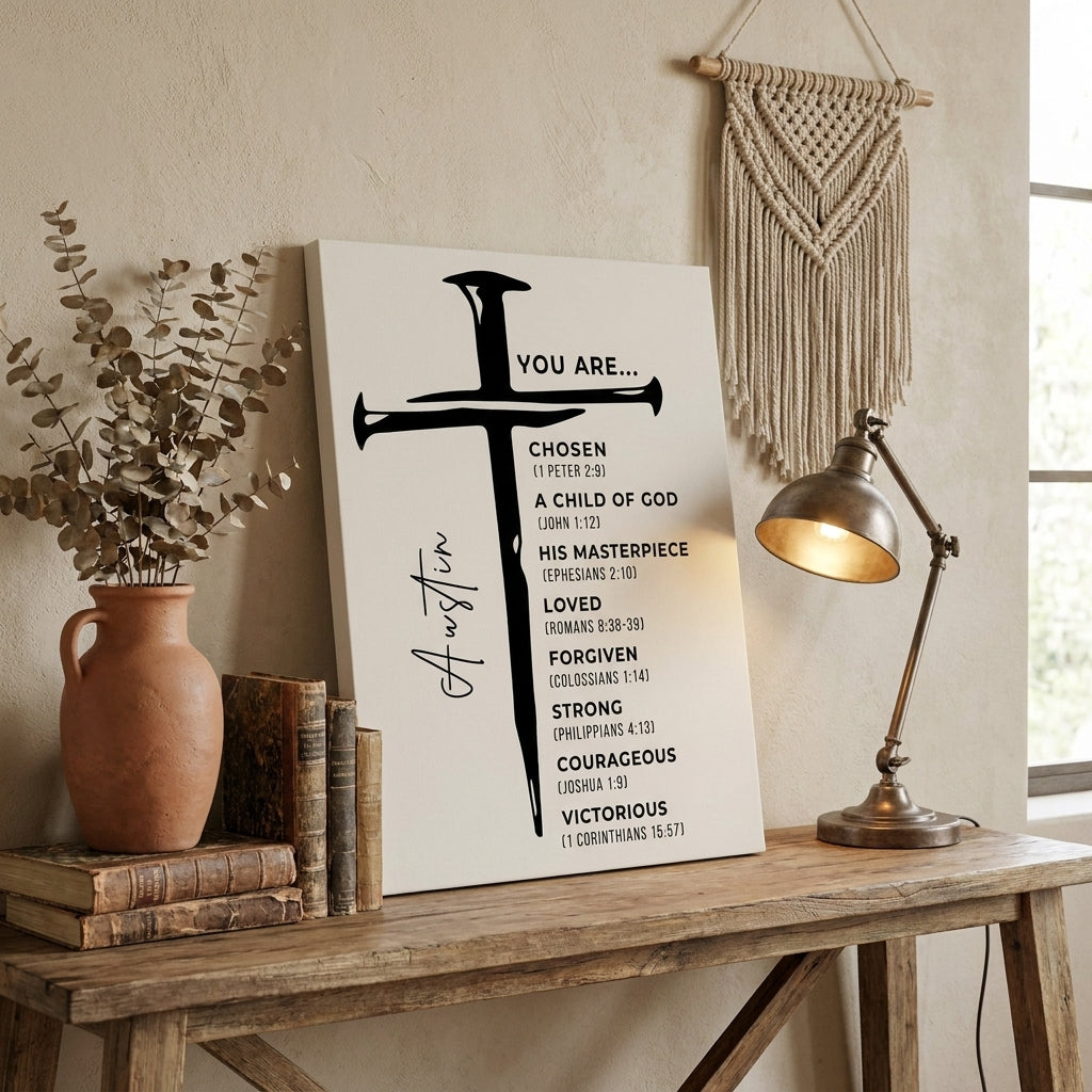 Personalized Christian Affirmations for Men – Custom Name Wall Art Gift for Son, Husband, Brother or Him