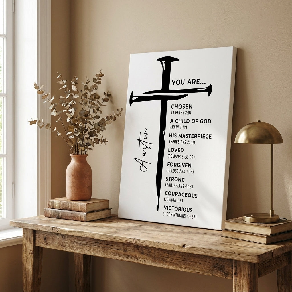 Personalized Christian Affirmations for Men – Custom Name Wall Art Gift for Son, Husband, Brother or Him
