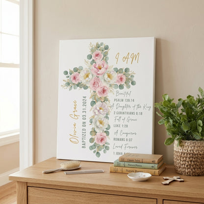 Personalized Christian Wall Art for Girls – Baptism & Sacrament Keepsake – Scriptural Home Decor
