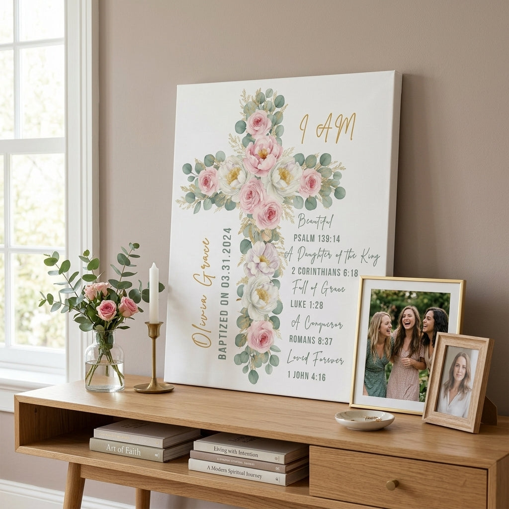 Personalized Christian Wall Art for Girls – Baptism & Sacrament Keepsake – Scriptural Home Decor