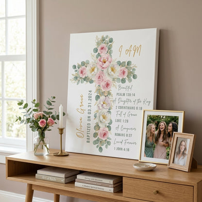 Personalized Christian Wall Art for Girls – Baptism & Sacrament Keepsake – Scriptural Home Decor
