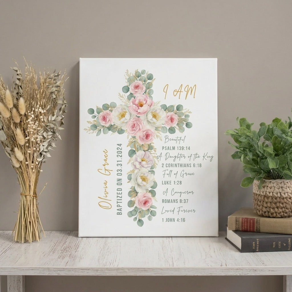 Personalized Christian Wall Art for Girls – Baptism & Sacrament Keepsake – Scriptural Home Decor