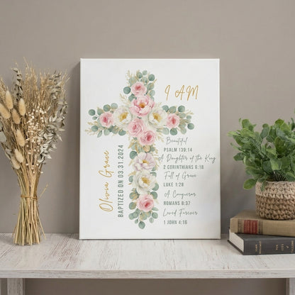 Personalized Christian Wall Art for Girls – Baptism & Sacrament Keepsake – Scriptural Home Decor