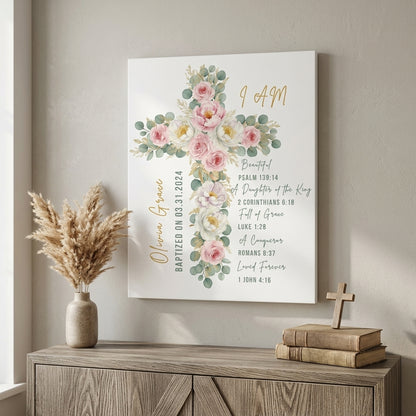 Personalized Christian Wall Art for Girls – Baptism & Sacrament Keepsake – Scriptural Home Decor