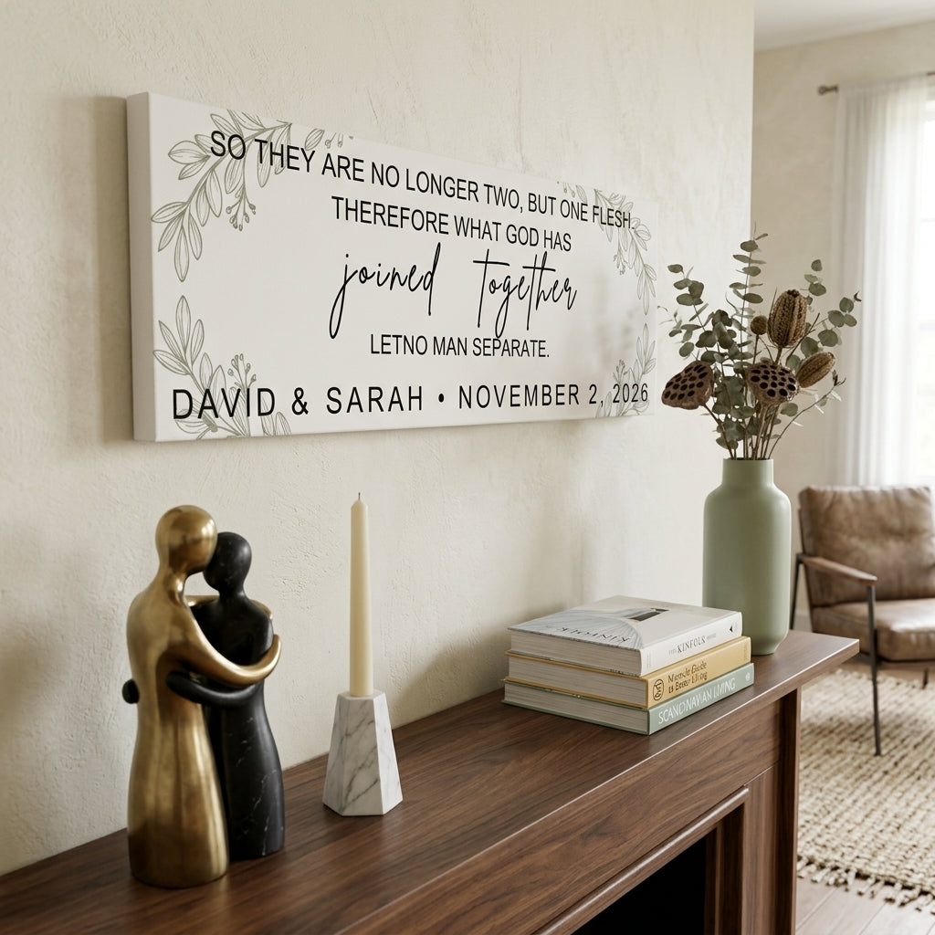 Personalized Matthew Wedding Sign – “What God Has Joined Together” Christian Wall Art