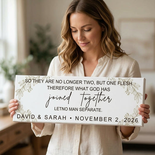 Personalized Matthew Wedding Sign – “What God Has Joined Together” Christian Wall Art