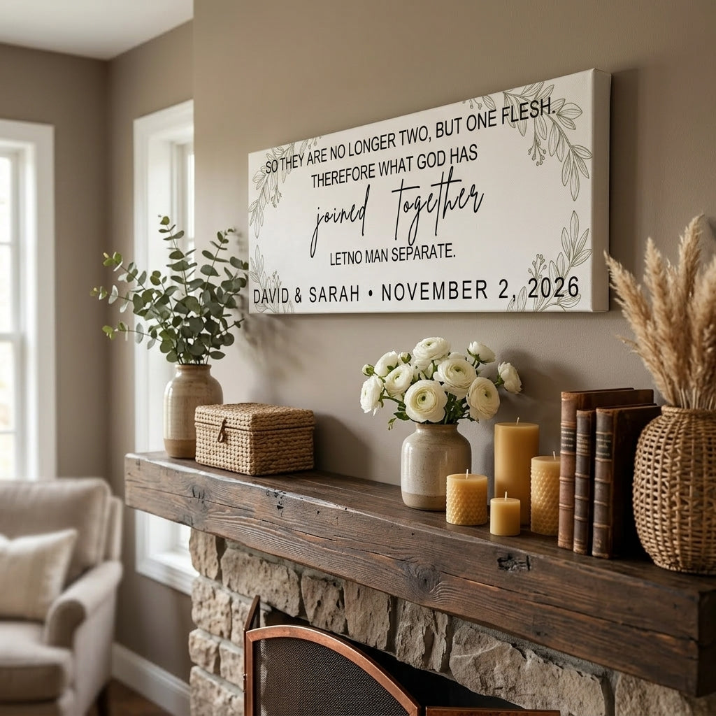 Personalized Matthew Wedding Sign – “What God Has Joined Together” Christian Wall Art