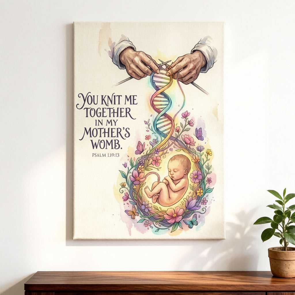 Psalm 139:13 You Knit Me Together KJV Scripture Canvas Wall Art - Baby Nursery Decor