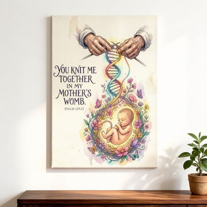 Psalm 139:13 You Knit Me Together KJV Scripture Canvas Wall Art - Baby Nursery Decor