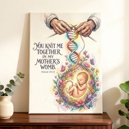 Psalm 139:13 You Knit Me Together KJV Scripture Canvas Wall Art - Baby Nursery Decor