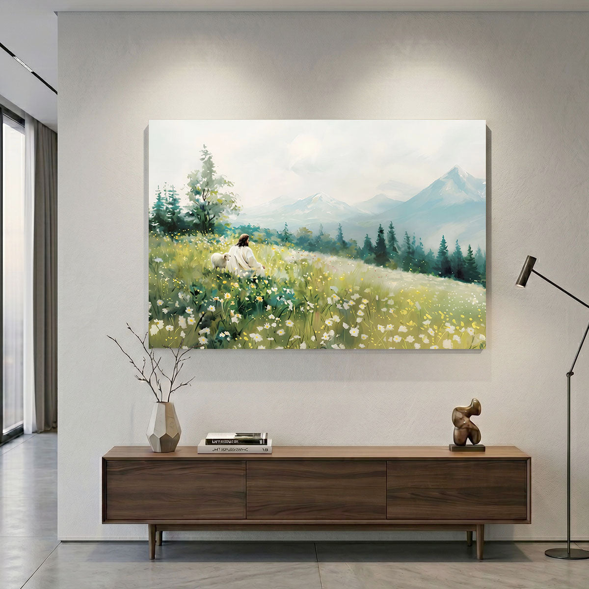 The Creator's Rest  Jesus Overlooking the Mountain Majesty Wall Decor