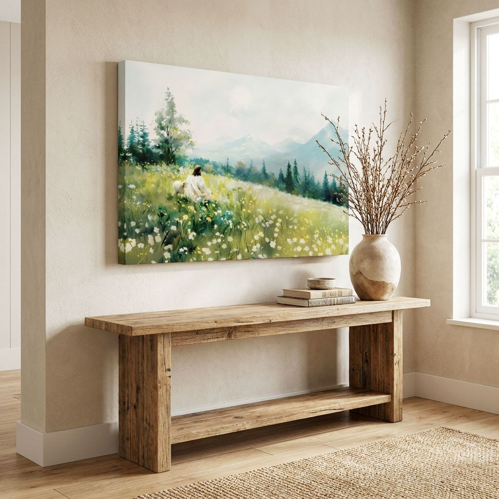 The Creator's Rest  Jesus Overlooking the Mountain Majesty Wall Decor